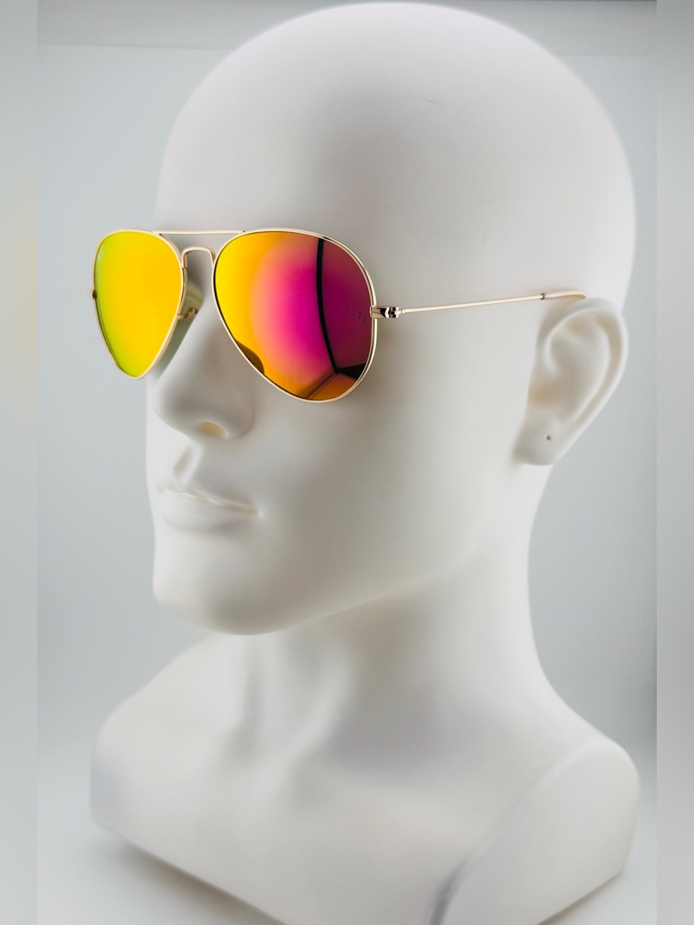 Ray-Ban Aviator Sunglasses Gold Metal Frame Pink/Orange Mirrored  Glass Lenses